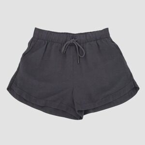 CALIA Women Large High Rise Tie Front Swim Coverup Shorts Pure Black Rayon Linen